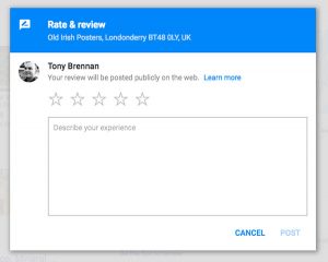 Screenshot of Google review