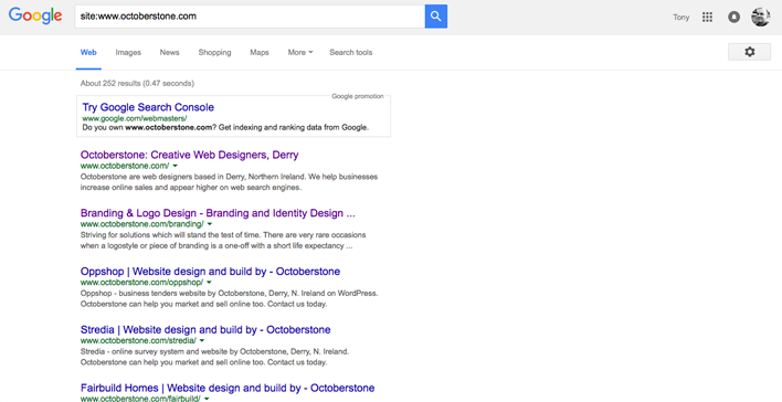 Octoberstone Google site search